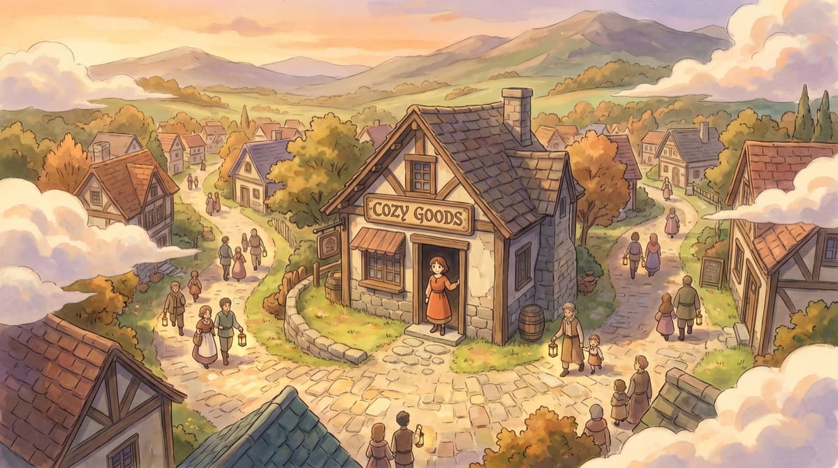 Townsfolk footpaths all converging on her shop, the neighborhood choosing her